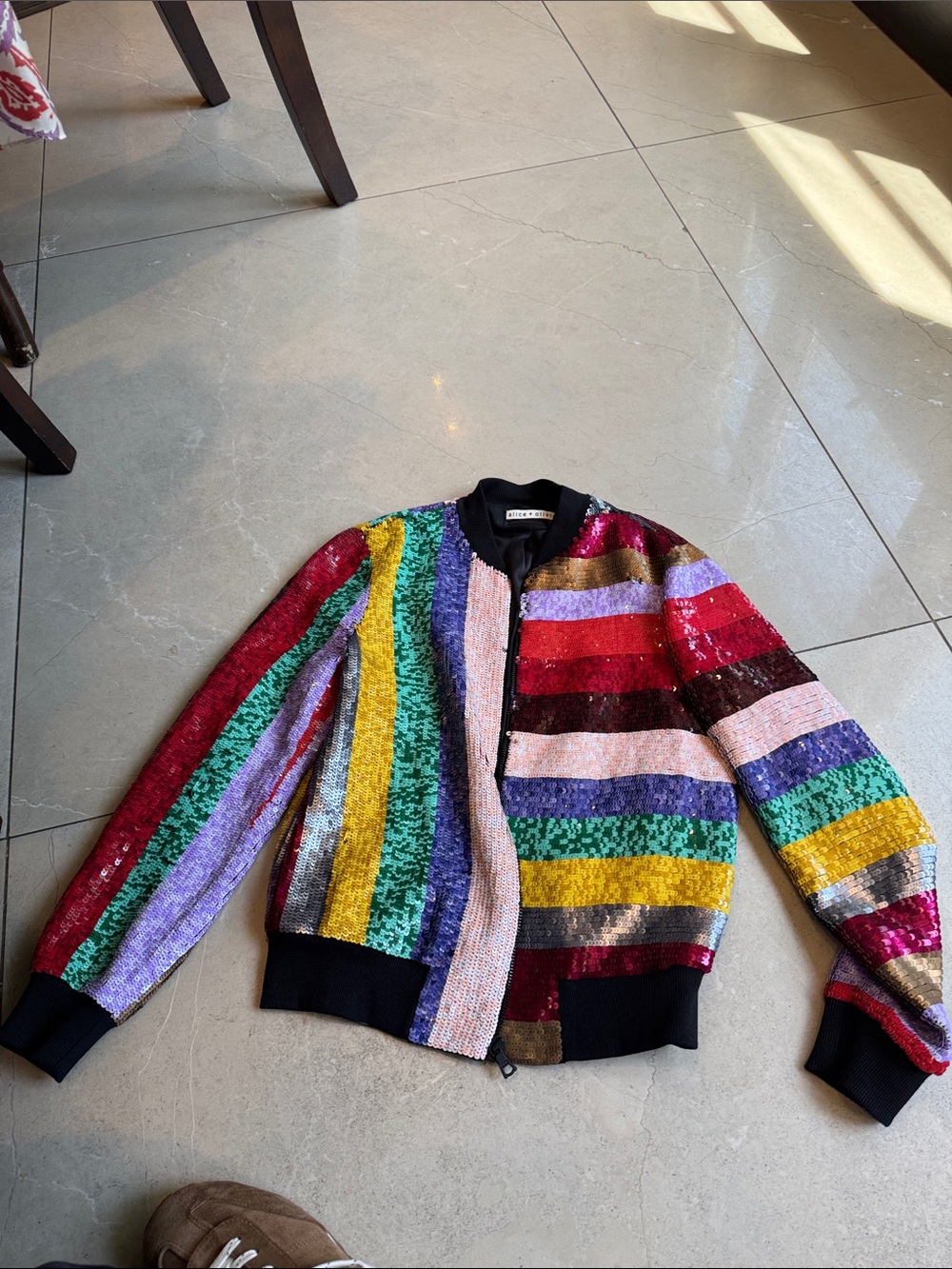 Alice + Olivia Black Ribbed Knit Top